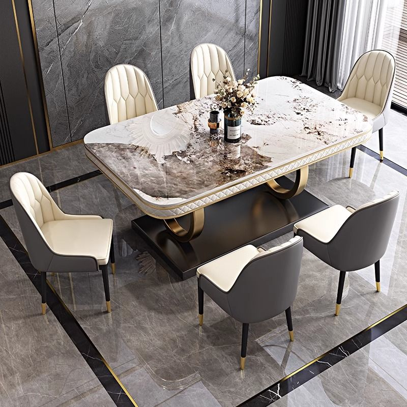 Italian-style light luxury rock plate dining table and chairs, modern and simple rectangular dining table for small household apartments, Ino rock plate dining table Application Scenario
