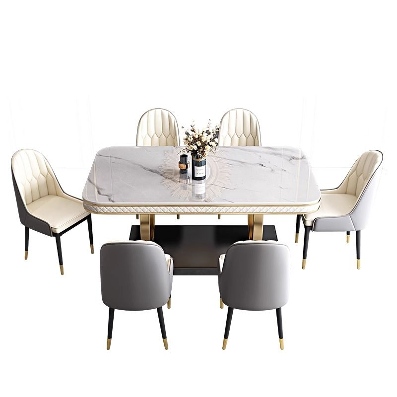 Italian-style light luxury rock plate dining table and chairs, modern and simple rectangular dining table for small household apartments, Ino rock plate dining table Item Picture