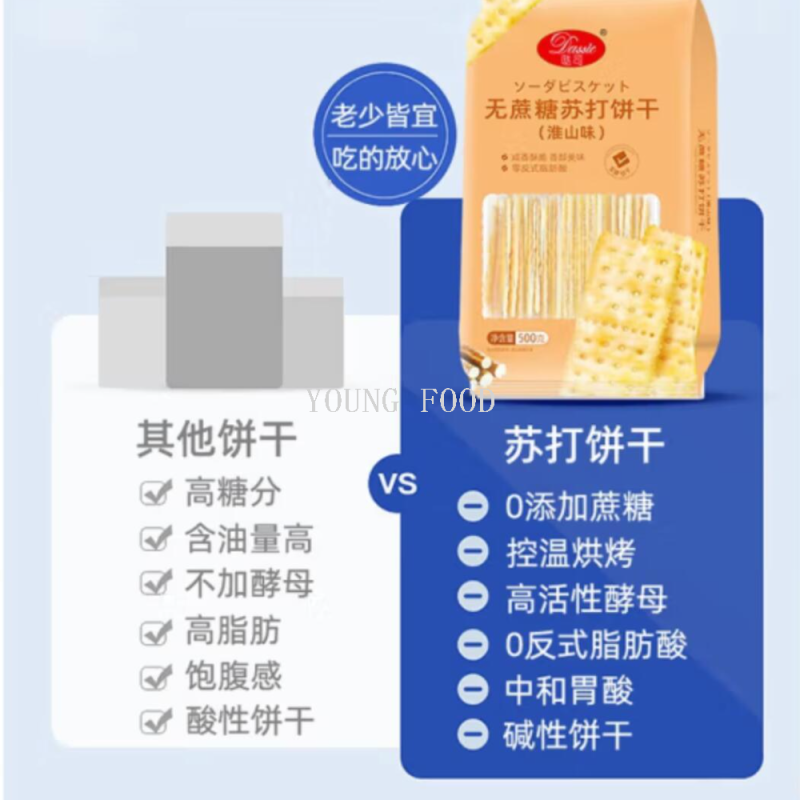 包邮！哒司无蔗糖奶盐苏打饼干500g 玫柏翠休闲零食手办糕点代餐详情图5