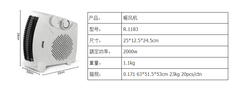 RAF欧规跨境家用取暖器暖风机电暖风小型办公室台式桌面暖风机R.1183详情2