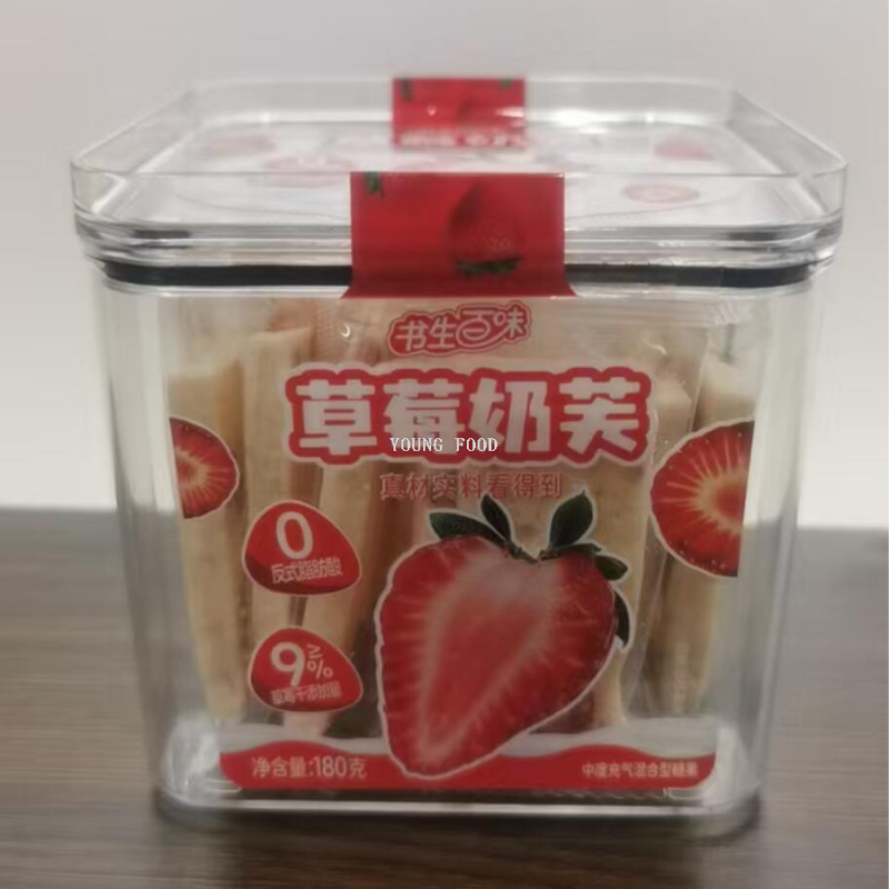 包邮！密封盒草莓奶芙180g洋什铺美魄COHRRHUU BIHOROK休闲零食图