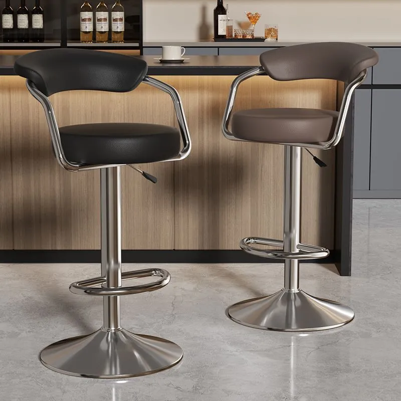 Bar stools: Simple and luxurious high stools, adjustable and rotating front desk bar stools, comfortable for long-term sitting at home, and cash register bar stools