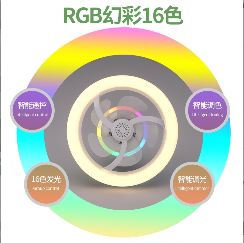 360° oscillating aromatherapy fan lamp, minimalist style, ultra-quiet ceiling fan lamp for hall, dining room and bedroom Item Picture