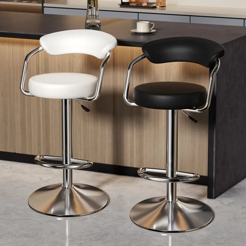 Bar stools: Simple and luxurious high stools, adjustable and rotating front desk bar stools, comfortable for long-term sitting at home, and cash register bar stools details Picture