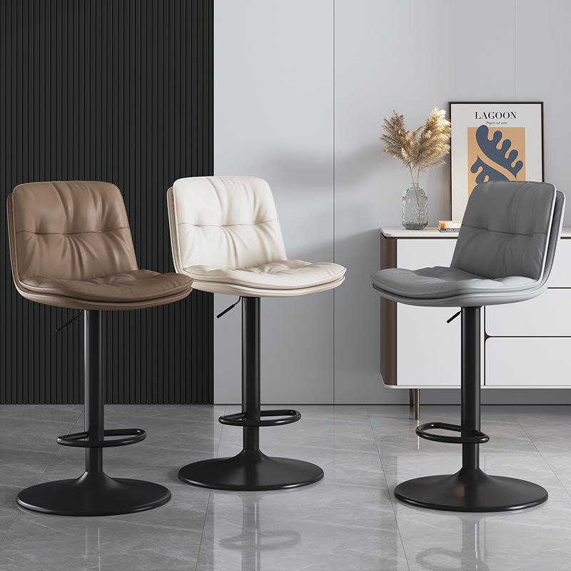 Nordic bar stools, modern and simple backrest, light luxury bar chairs, height-adjustable and rotatable cash register high stools details Picture