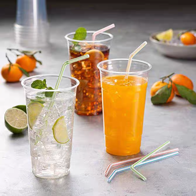 K-50070 Disposable flexible colored elbow plastic juice beverage cold and heat resistant straw juice soy milk milk tea color strip Application Scenario