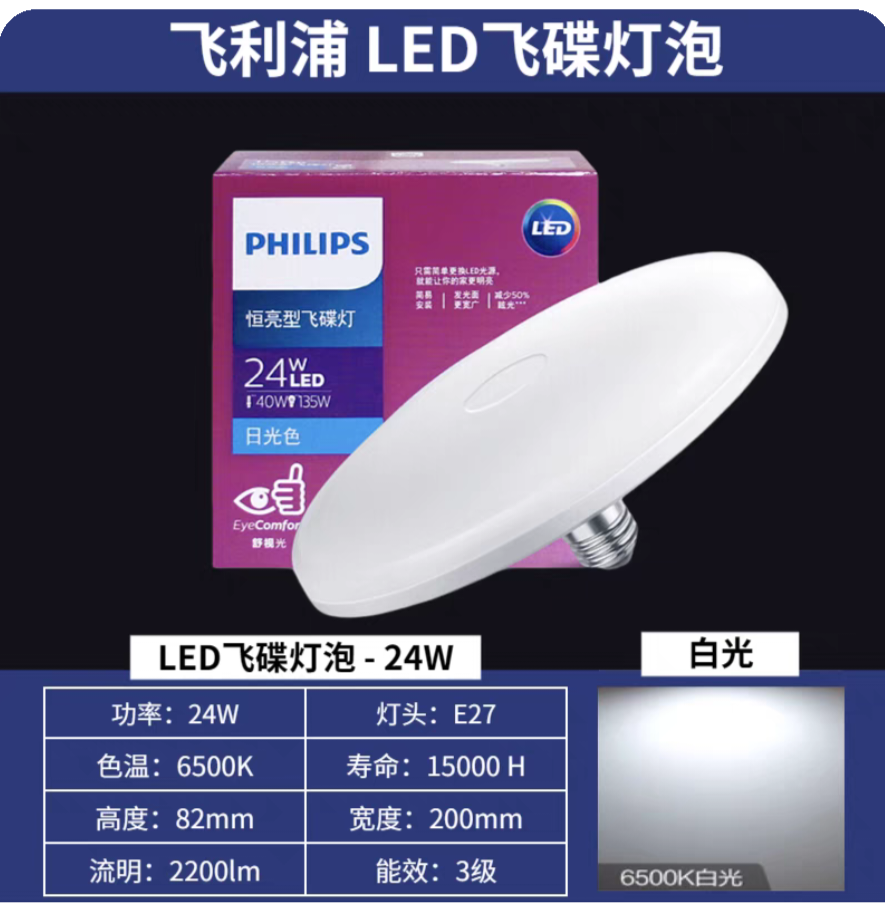 Philips led bulb e27 screw socket high-power lighting home energy-saving ultra-bright chandelier 15/24w flying disc lamp Application Scenario