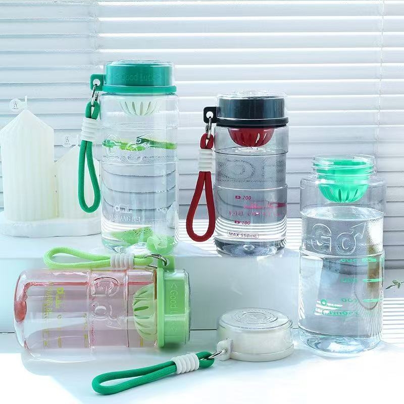 9225 New minimalist sports water cup with scale, portable plastic cup for male and female students in summer, with filter screen details Picture