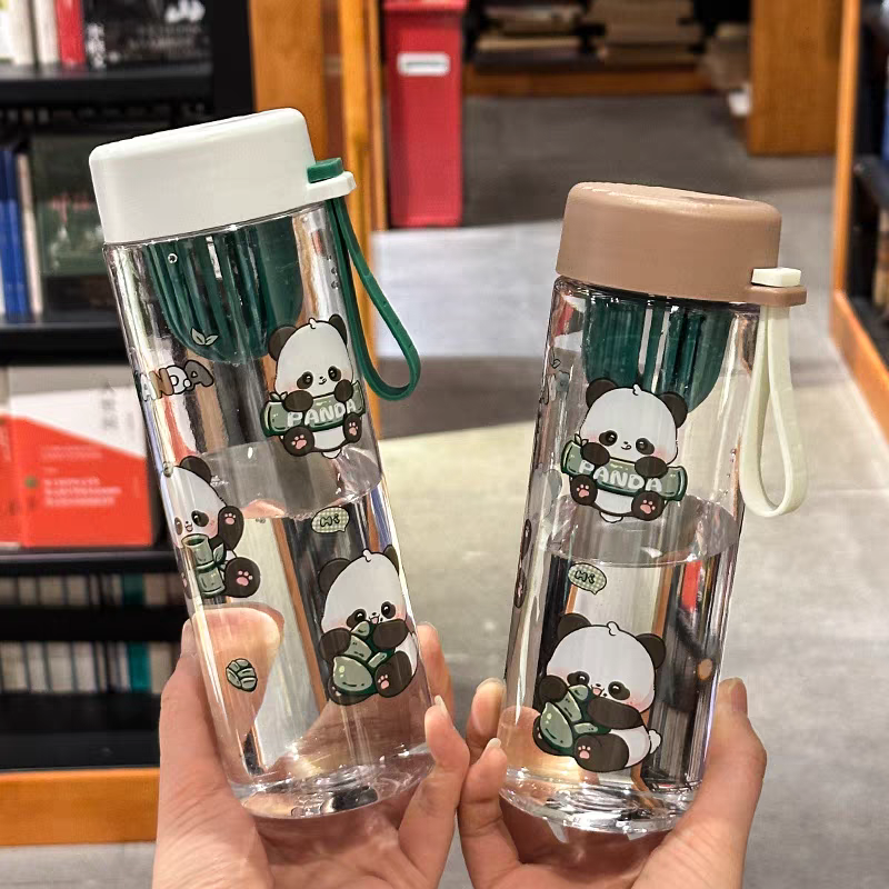 6141夏季新款卡通高颜值塑料杯便携耐高温随手杯男女水杯学生简约杯子600ml细节图
