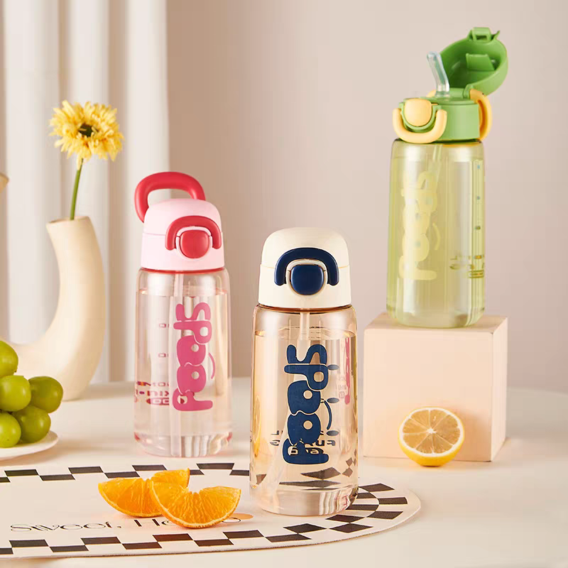 711 New ins creative water cup, one-click pop-up lid straw cup, simple office cup, high-temperature resistant plastic cup Specification image