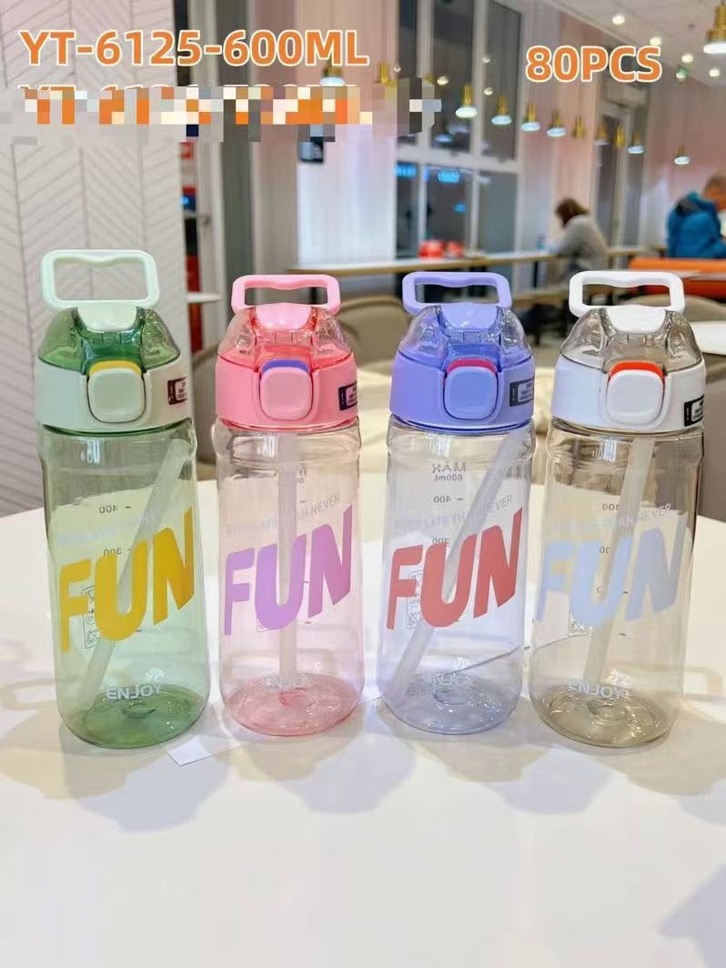 6125 Summer High Appearance Level water Cup, new portable and simple straw cup for boys and girls, student outdoor sports fresh and handy Cup, 600ml