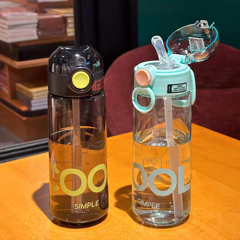 6117大容量新款夏季清新水杯男女生便携户外运动防摔水壶学生简约杯子白底实物图