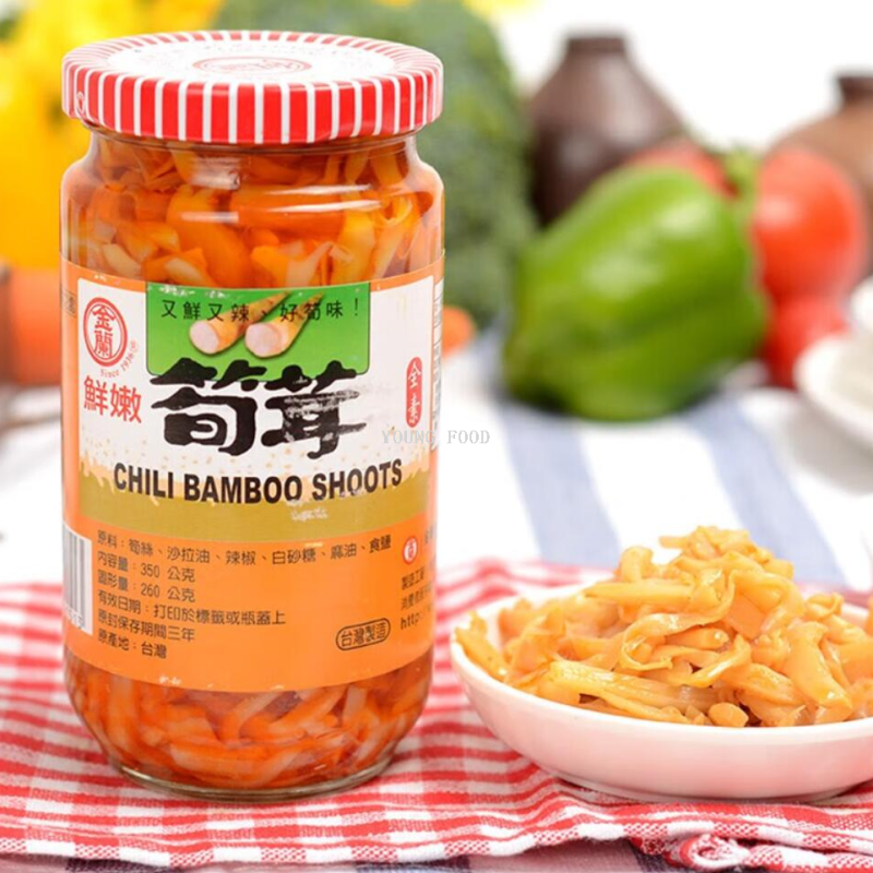 包邮 洋什铺HUILE DE NOIX蔬菜罐头酱菜台湾全素金兰鲜嫩笋茸350g产品图