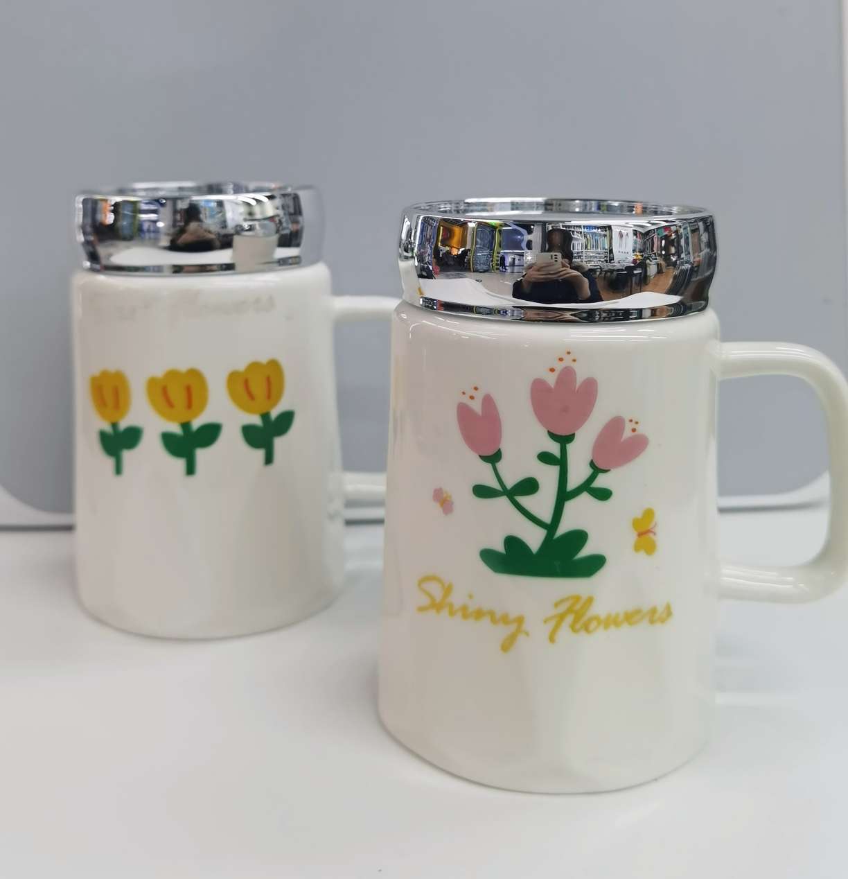 HG2302 mirror ceramic cup, cute household water cup, high appearance level mug, practical breakfast cup, opening event souvenir
