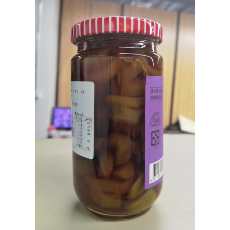 包邮！洋什铺HUILE DE NOIX蔬菜罐头酱菜泡菜 台湾金兰小菜心396g白底实物图