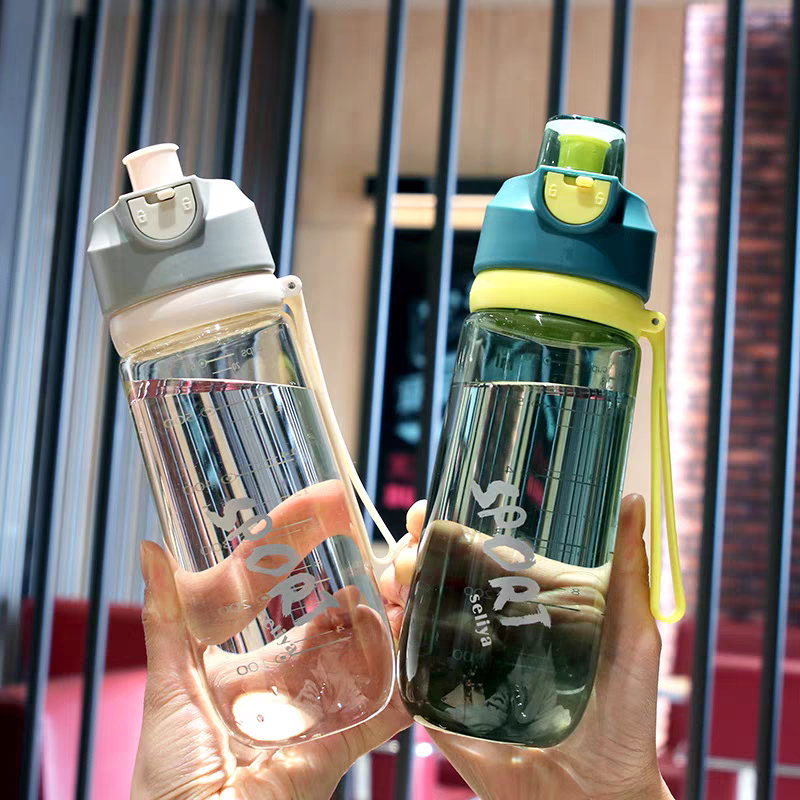 799-680ml couple water cups, summer plastic cups, cute for children and students, outdoor Korean creative, simple and portable, anti-drop and portable cups details Picture