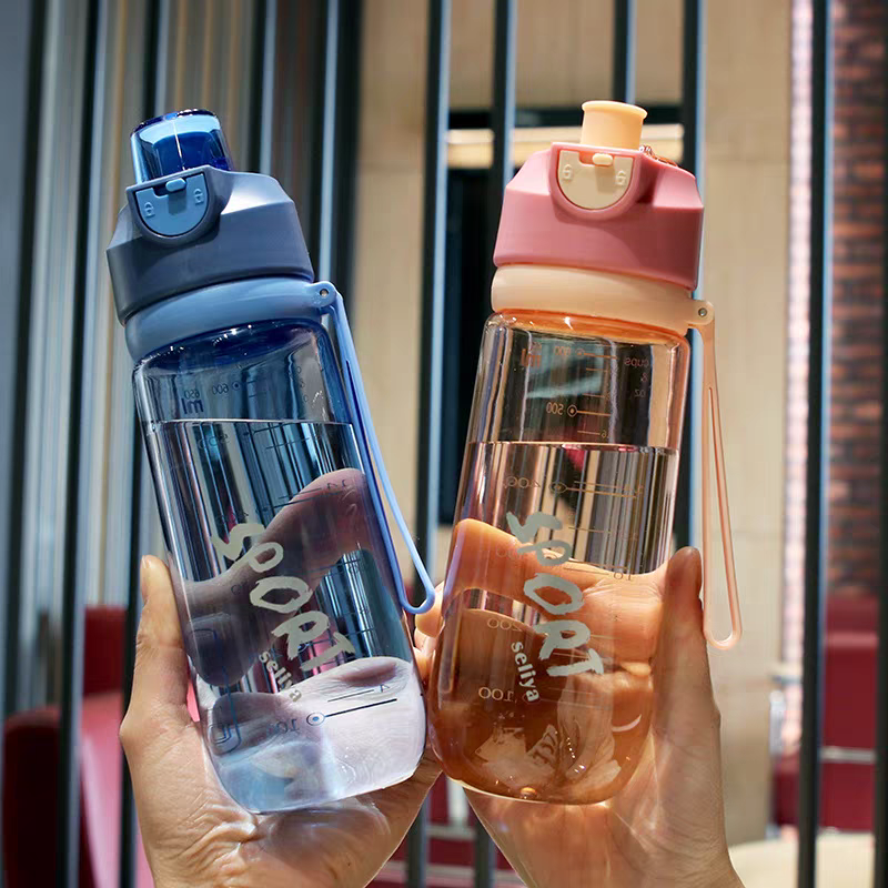 799-680ml couple water cups, summer plastic cups, cute for children and students, outdoor Korean creative, simple and portable, anti-drop and portable cups Specification image