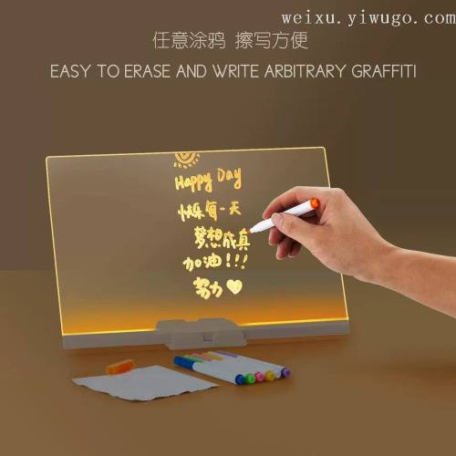 跨境彩色手绘板可擦写发光爱心留言板桌面氛围灯diy绘画板广告牌详情7