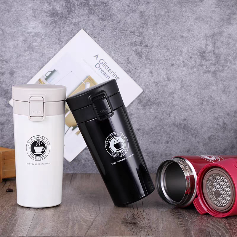 JR Generation coffee thermos cup, European-style portable cup, stainless steel couple water cup for men and women, large-capacity, popular coffee cup, black Application Scenario
