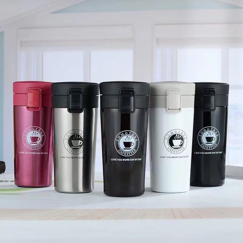 JR一代咖啡保温杯欧式随手杯不锈钢男女生情侣水杯大容量网红咖啡杯黑色