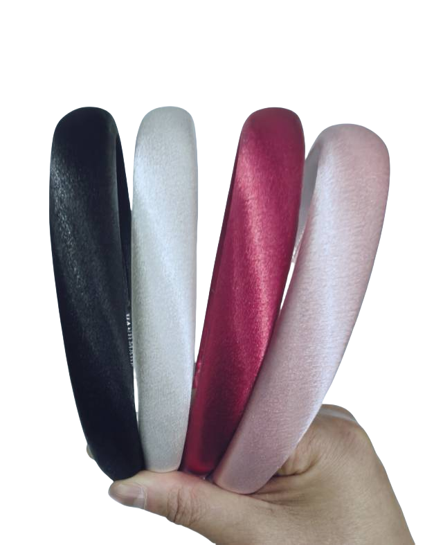 厂家直销简约外出百搭缎面海绵宽2cm发箍纯色轻奢时尚高颅发箍