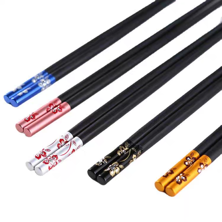 2406 New Chinese-style family chopsticks, anti-slip, high-temperature resistant, special alloy chopsticks for restaurants and hotels, anti-mold 5-pair set detail image 2