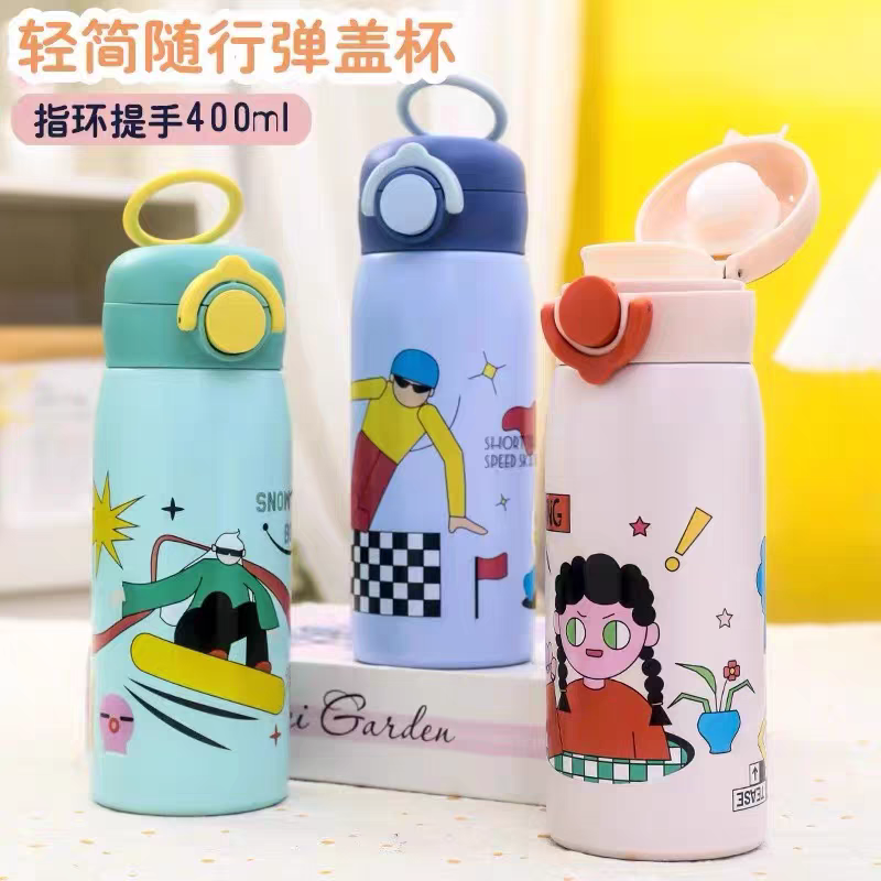 928-400ml304可爱保温杯高颜值不锈钢直饮弹盖杯学生上学专用女生水杯弹跳杯详情图2