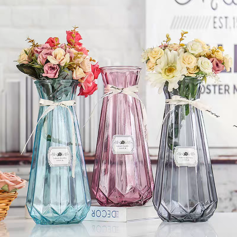25 pumpkin European-style gradient creative glass transparent colored hydroponic craft vase, living room dried flower arrangement and decorative item