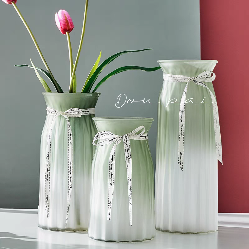 大号玻璃花瓶磨砂渐变水培鲜花富贵竹花瓶家居简约客厅装饰摆件详情图2