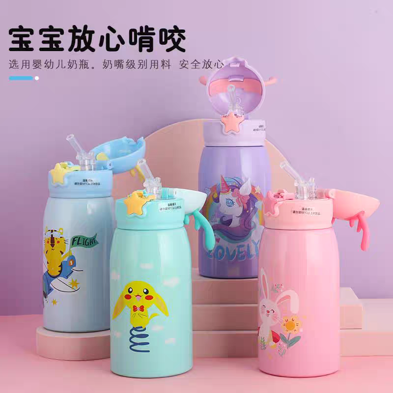 2666 Deer Antler 316 stainless steel children's insulated cup with straw, dual-purpose water cup, boys and girls, kindergarten, infants, babies, primary school students, anti-drop water bottle Application Scenario