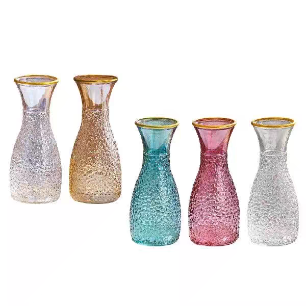 Simple and creative vase ornaments, living room flower arrangement glass, light luxury, gilded, high appearance level, fresh flowers, hydroponic glass, European style Item Picture