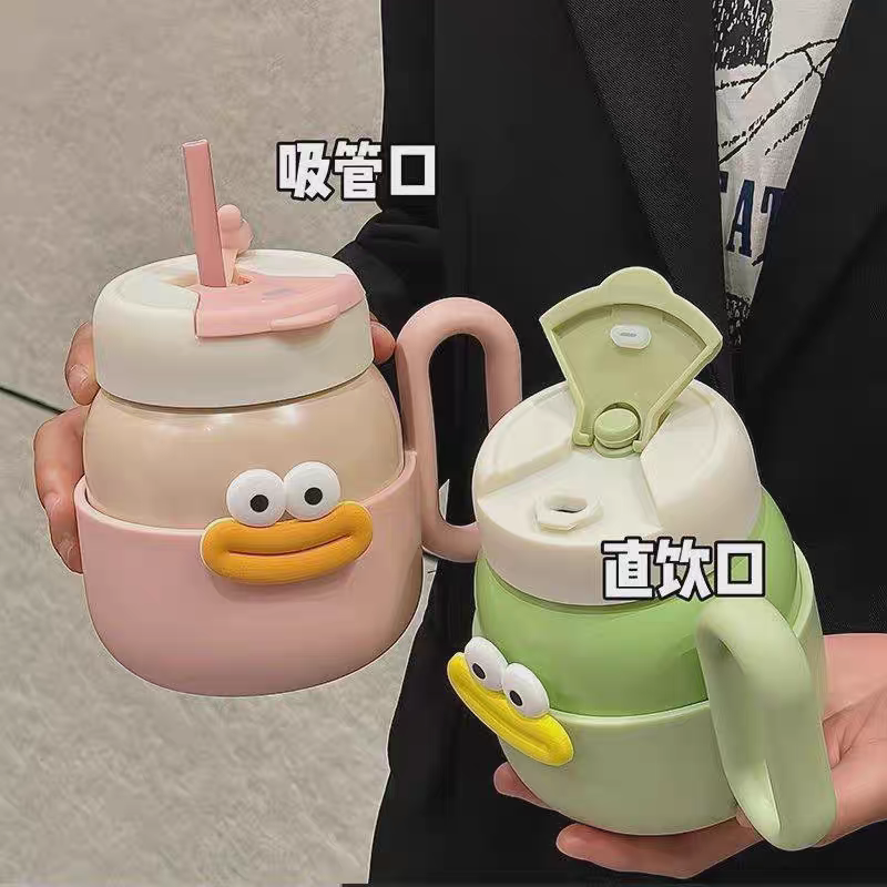 2016-450ml Creative sausage-spout thermos cup with tea strainer, flower tea vacuum water cup, simple handle, household water cup, ladies' office cup Specification image