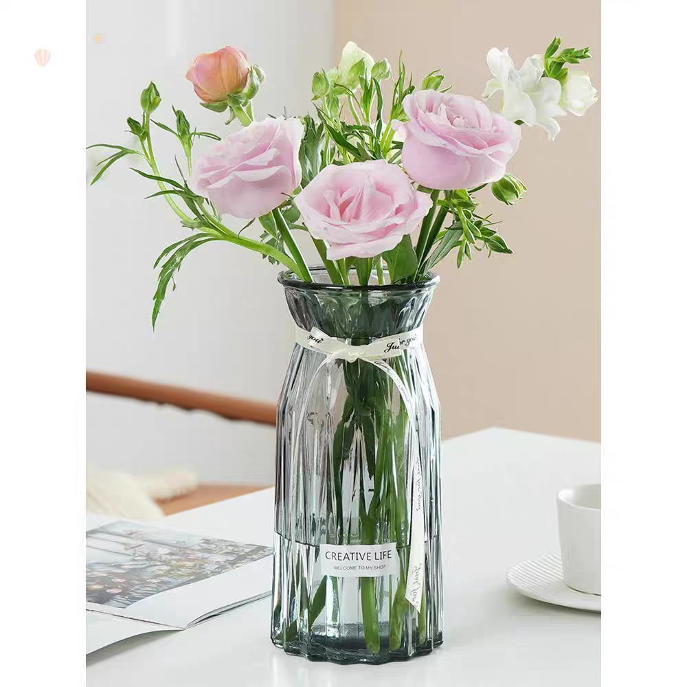 A 25CM tall hydroponic lucky bamboo glass vase from Northern Europe, a transparent lily vase for the living room Specification image