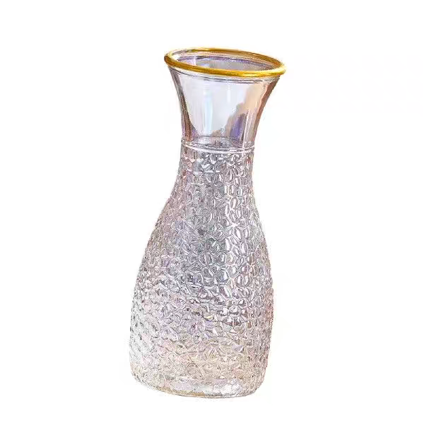 Simple and creative vase ornaments, living room flower arrangement glass, light luxury, gilded, high appearance level, fresh flowers, hydroponic glass, European style details Picture