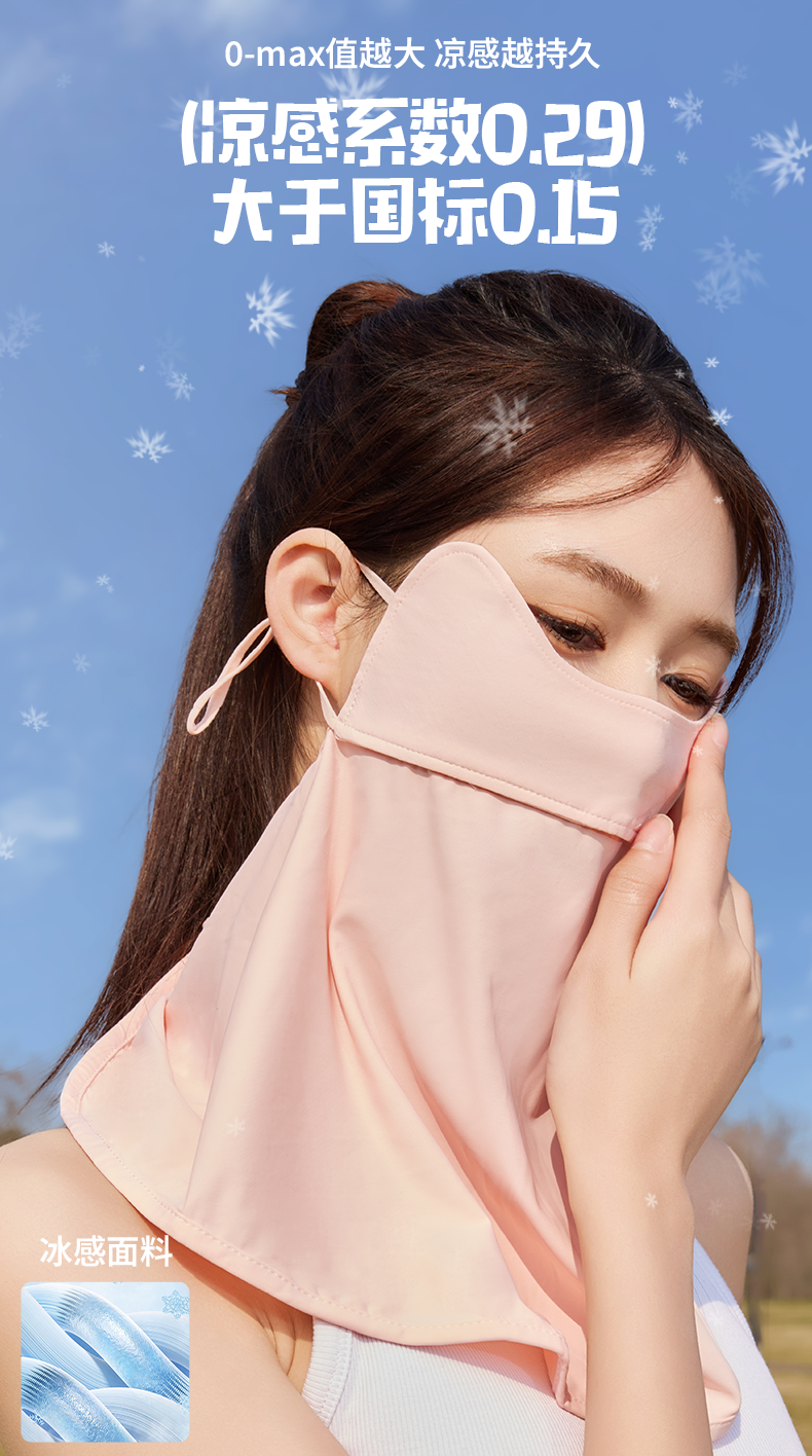 夏季冰丝防晒面罩女立体护颈一体口罩遮全脸基尼骑行开车遮阳面纱详情6