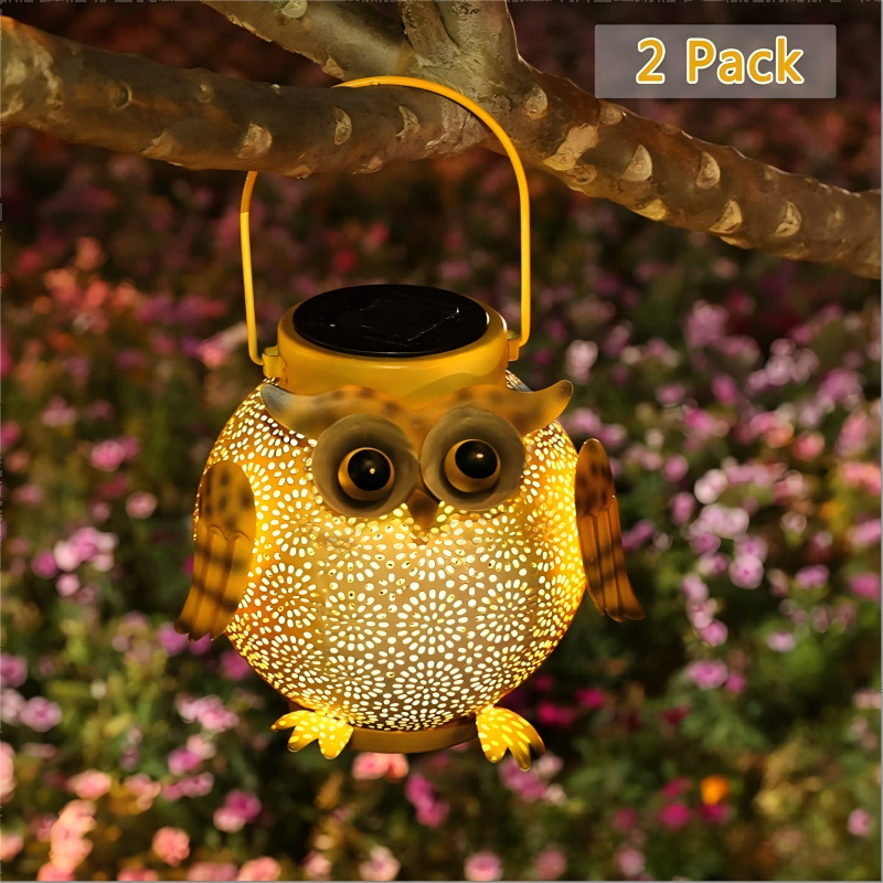 Cross-border e-commerce ironwork solar owl floor lamp, handicrafts, courtyard lawn, outdoor garden decorative lamp Specification image