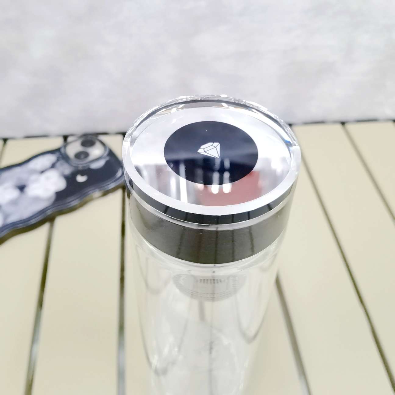 199 Double-layer glass cup, large-capacity water cup, portable household transparent tea cup with lid, thickened bottom, 300ml detail image 2