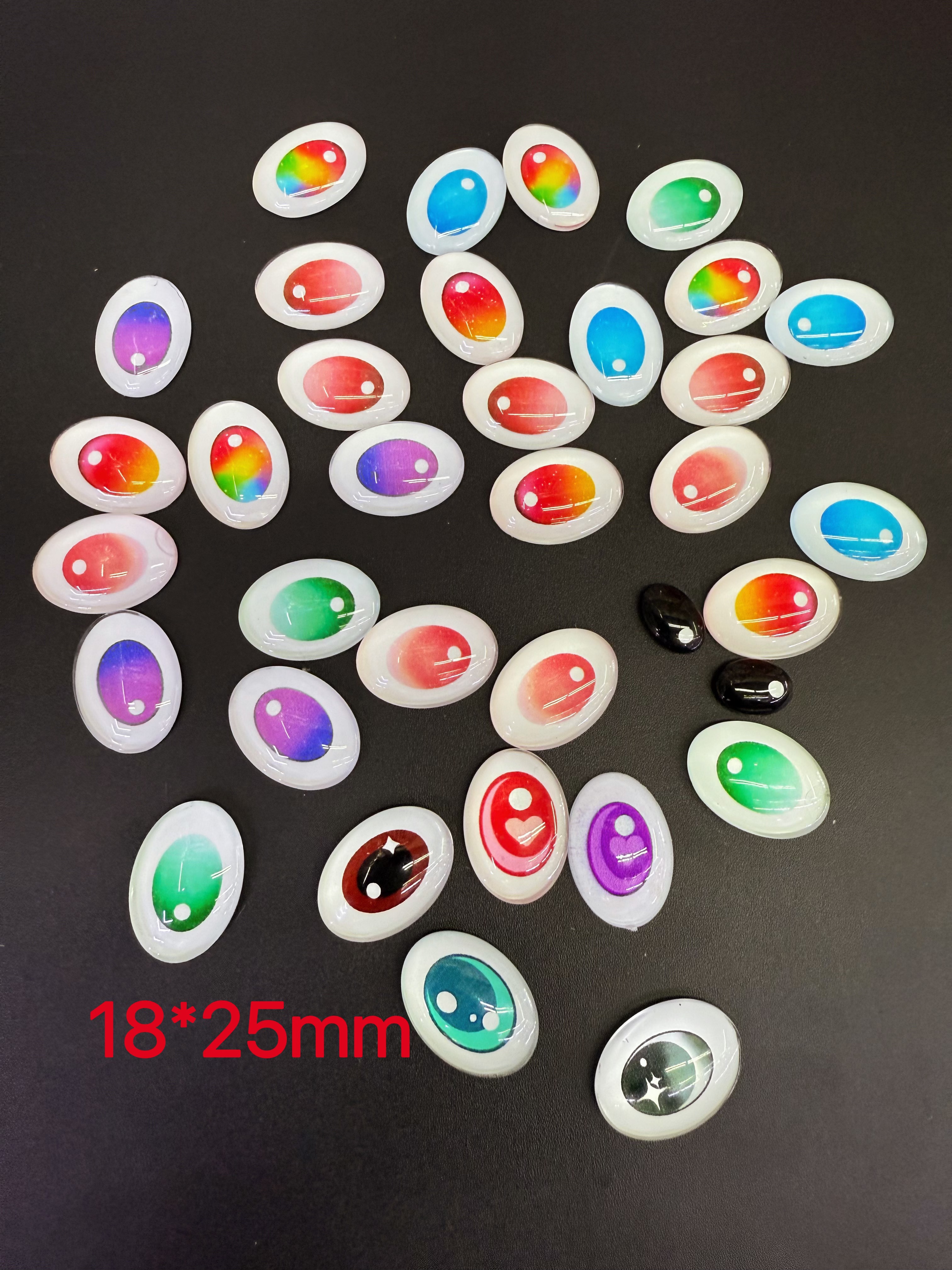 玻璃眼睛 labubu椭圆眼珠毛绒玩具搪胶脸皮眼睛 各种尺寸图案可做