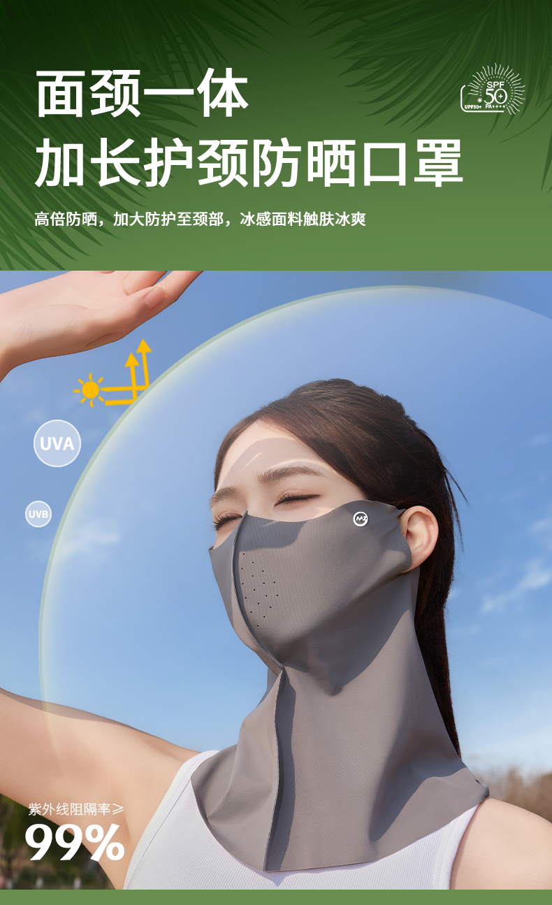 2025新款夏季防晒面罩脸基尼脸冰丝口罩轻薄男女防紫外线遮阳户外详情1