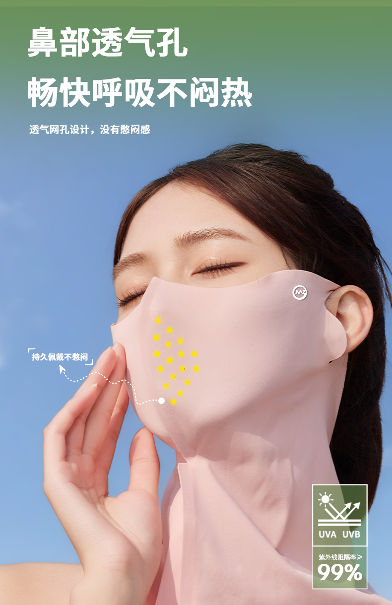 2025新款夏季防晒面罩脸基尼脸冰丝口罩轻薄男女防紫外线遮阳户外详情6