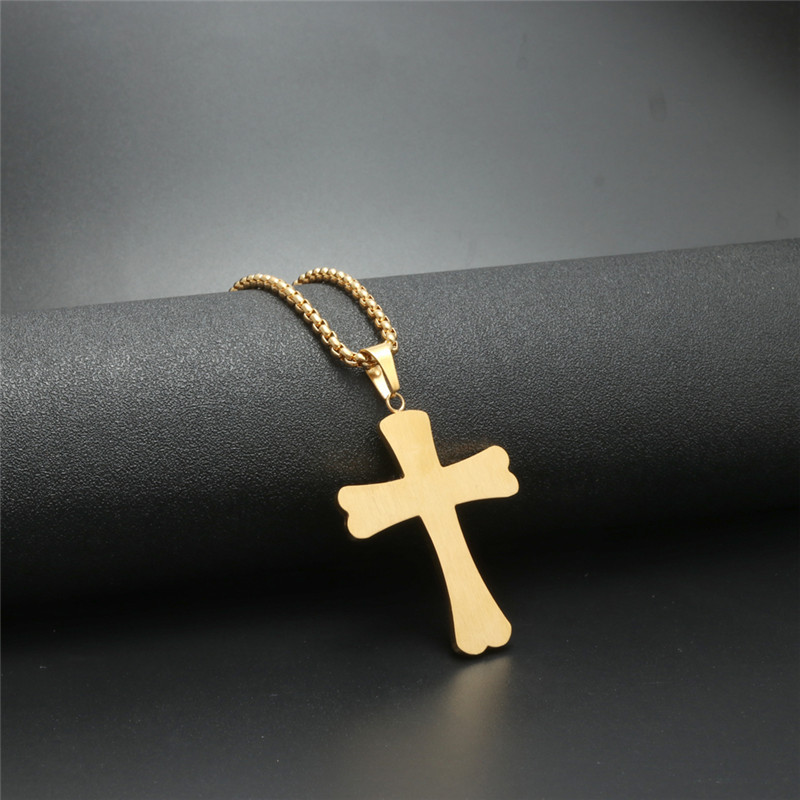 A trendy and fashionable double-layer cross pendant necklace for export, with a chain length of 55cmXL184 Specification image