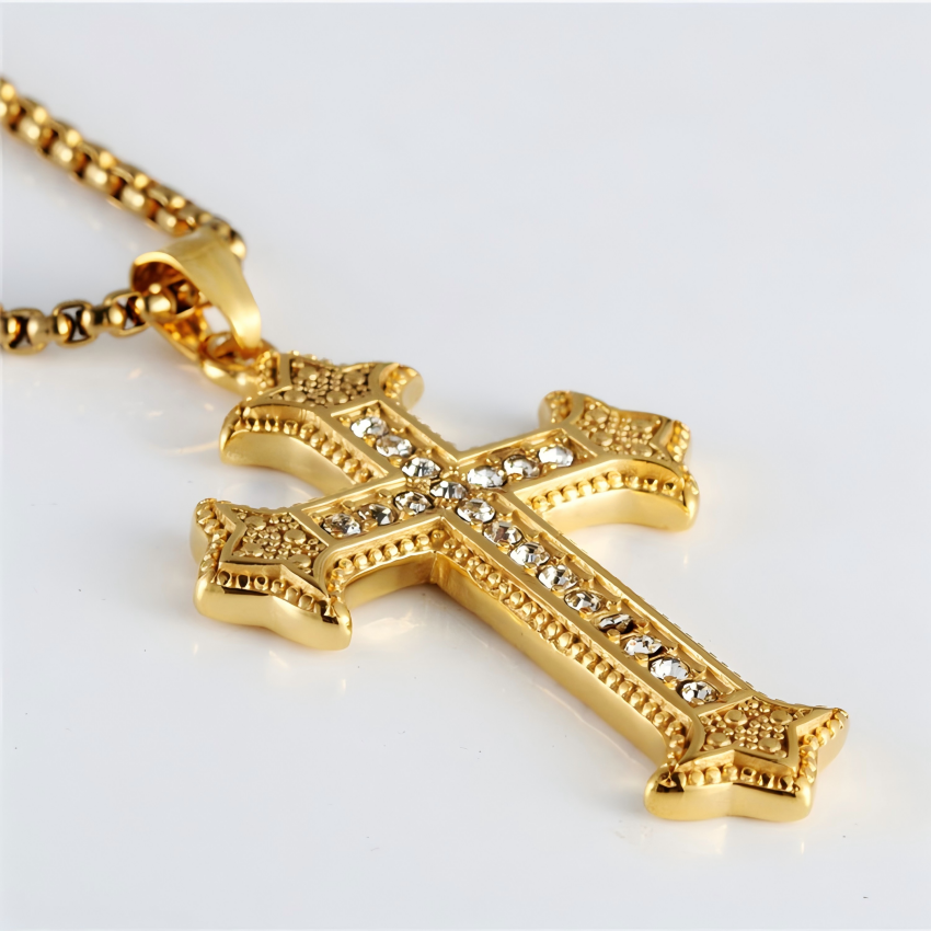 Trendy accessory fashion export bestseller Cast diamond cross pendant necklace, chain length 55cmXL186 details Picture