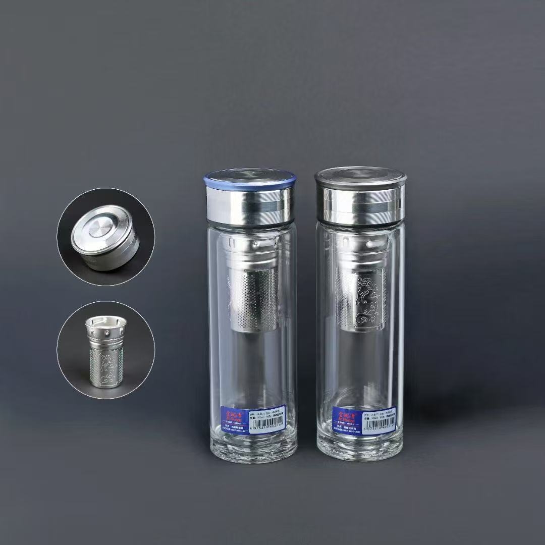 5072-300ml double-layer glass cup for tea brewing, portable office tea cup, advertising printed, heat-resistant, high-end water cup, department store