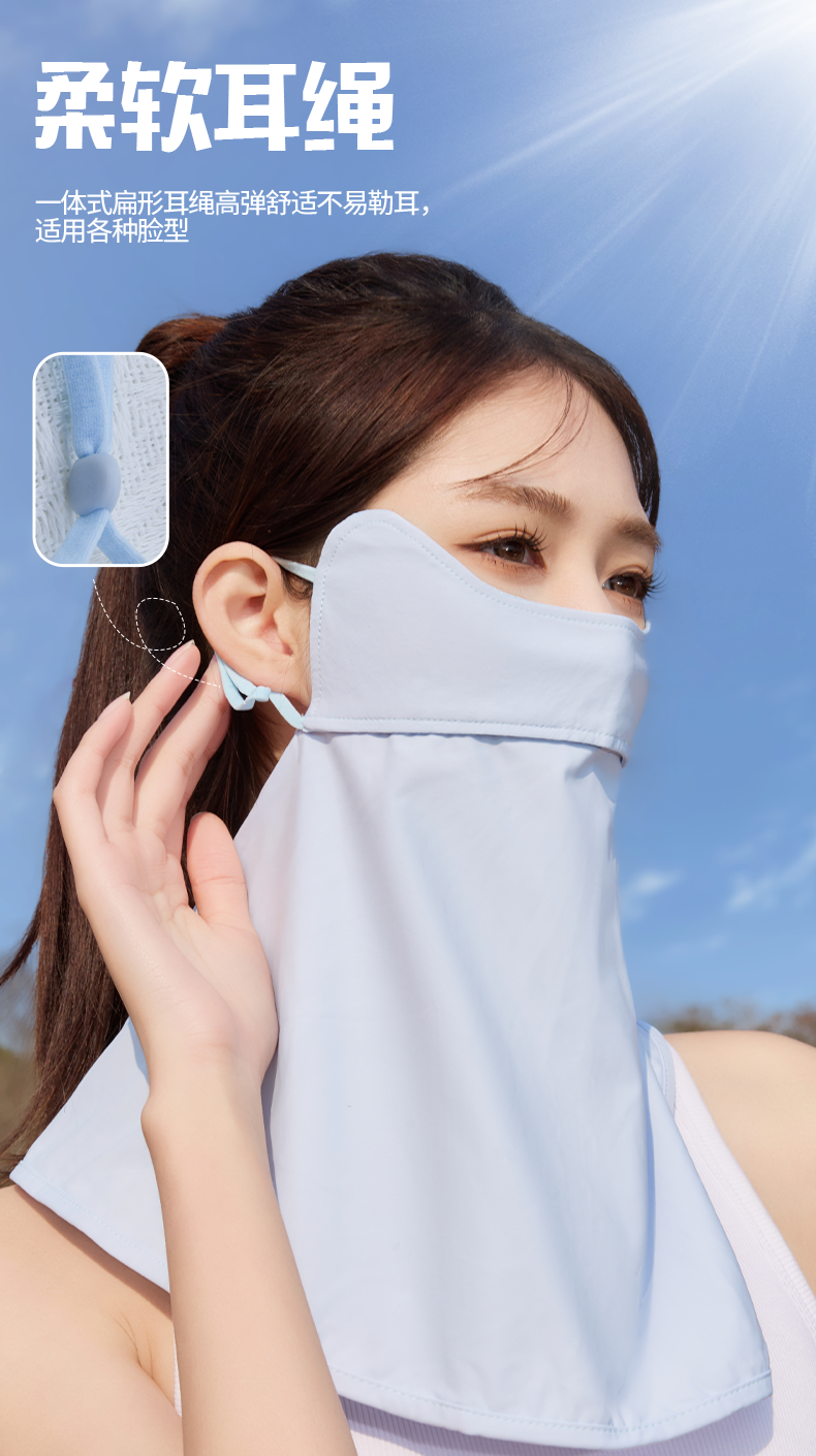 夏季冰丝防晒面罩女立体护颈一体口罩遮全脸基尼骑行开车遮阳面纱详情9