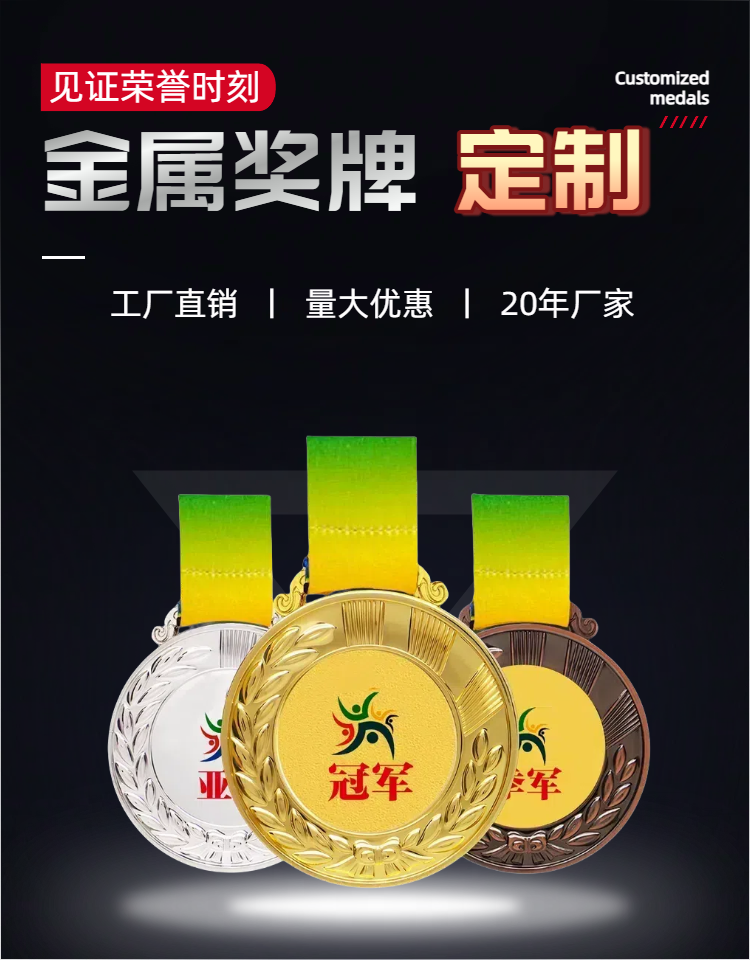 奖牌定制 定做儿童幼儿园奖章 挂牌金牌运动会 比赛金属奖杯奖牌订制 佳恒详情1