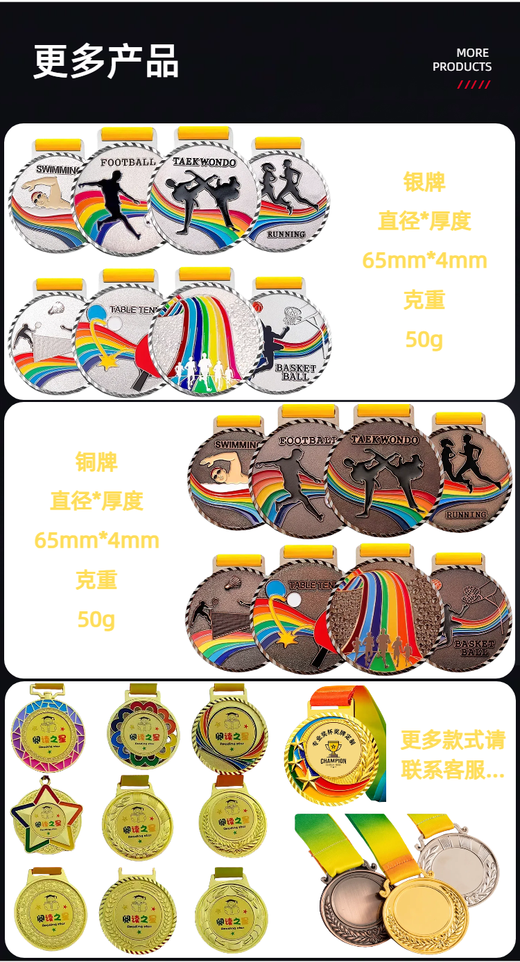 奖牌定制 定做儿童幼儿园奖章 挂牌金牌运动会 比赛金属奖杯奖牌订制 佳恒详情8