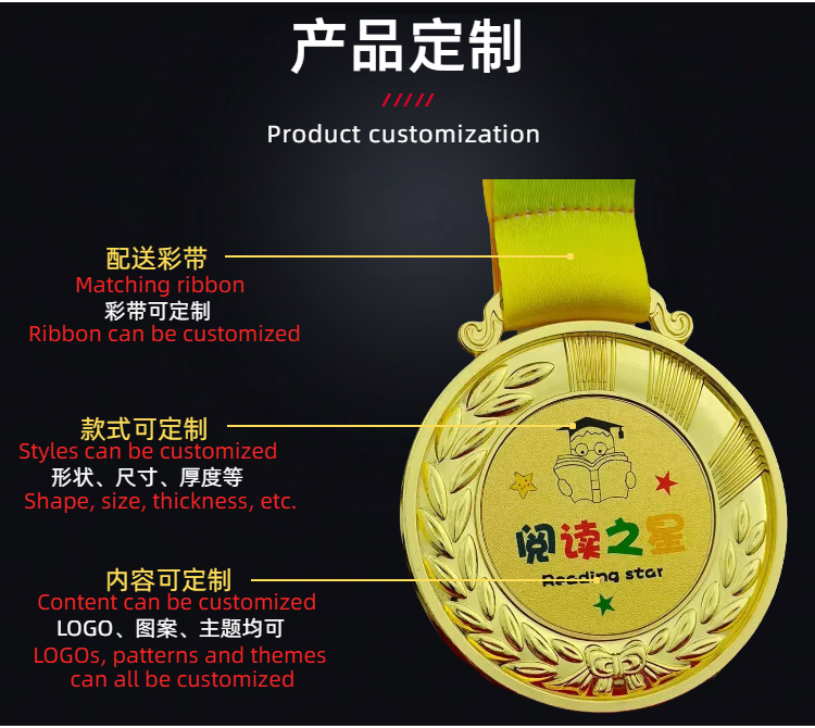 奖牌定制 定做儿童幼儿园奖章 挂牌金牌运动会 比赛金属奖杯奖牌订制 佳恒详情2