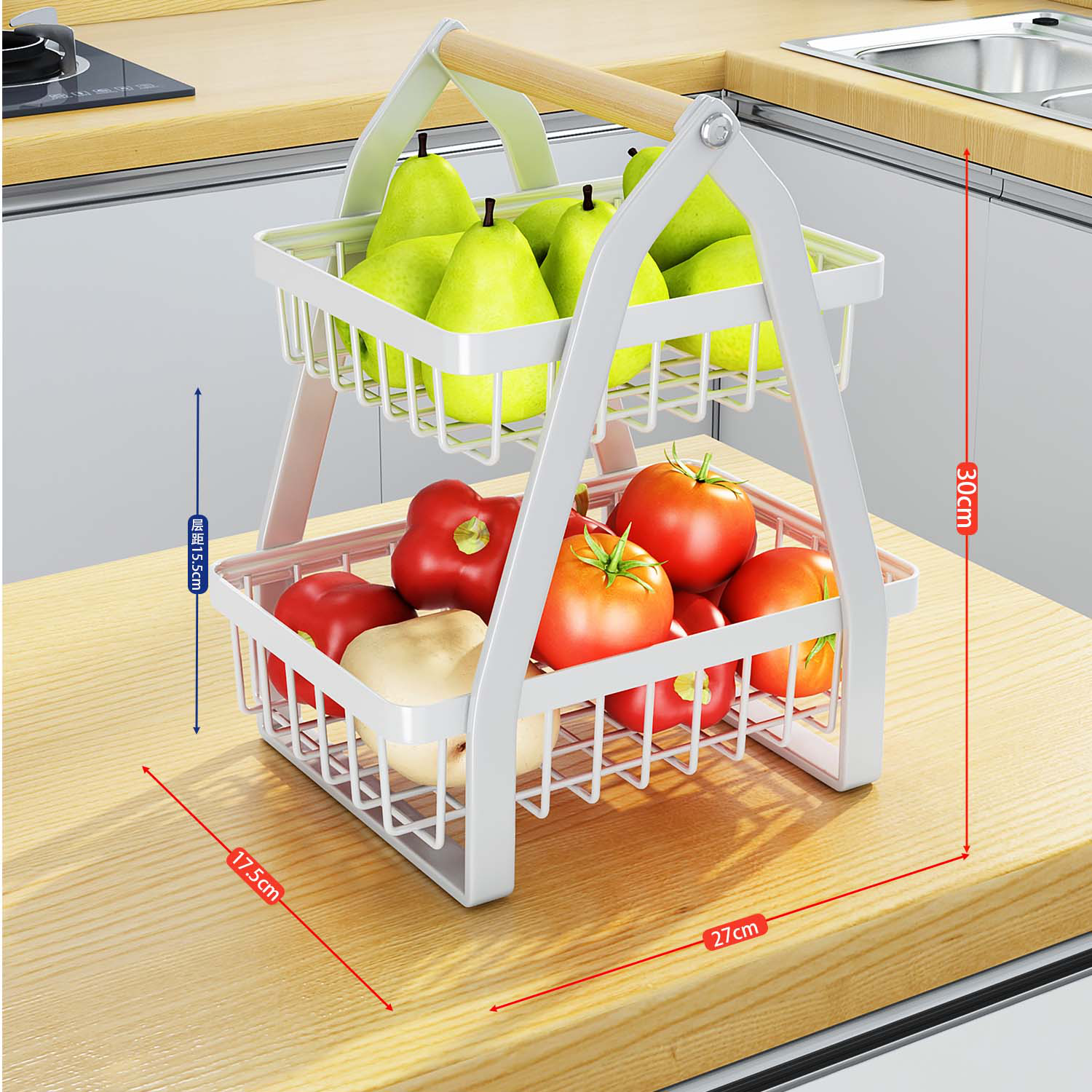 置物架/厨房置物架/拉篮/收纳下挂篮/碗盘置物架产品图