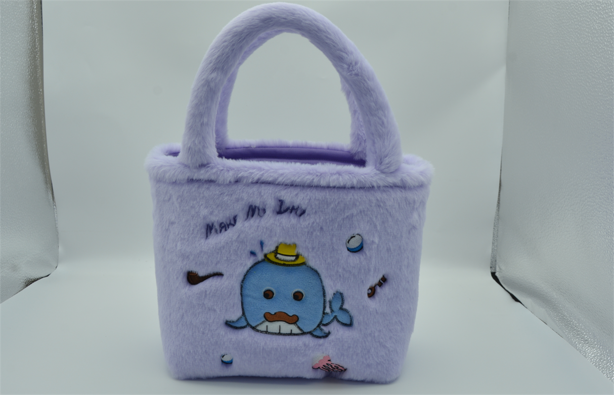 Purple whale bags, plush toys, dolls, factory straight-hair toys
