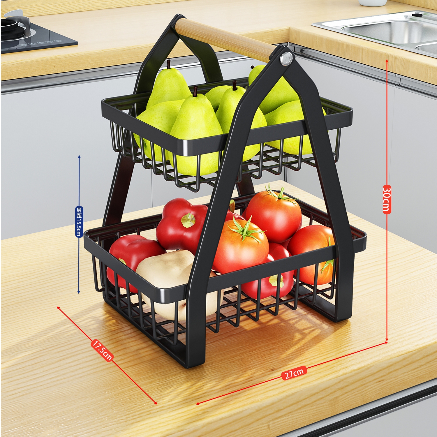 厨房台面蔬菜置物架桌面上储菜篮子灶台菜架子多层放水果蔬收纳筐